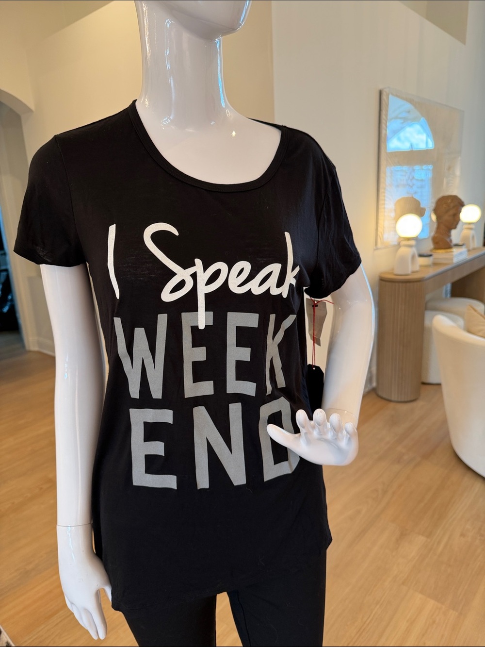 Black Short-Sleeve Graphic Tee - I Speak Weekend